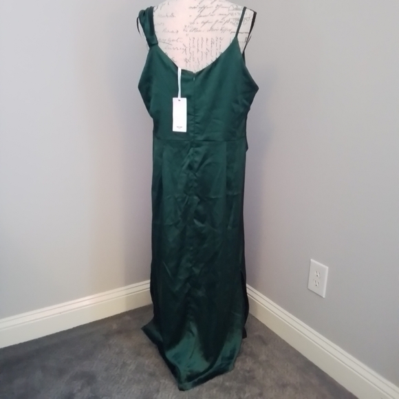 NWT Grace Karin Women Green Side Slit Satin Cocktail Party Dress - 16 - Picture 7 of 11